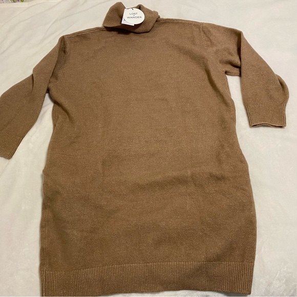 Lost + Wonder Hideaways Cafe Sweater Dress Khaki Tan - Picture 2 of 7